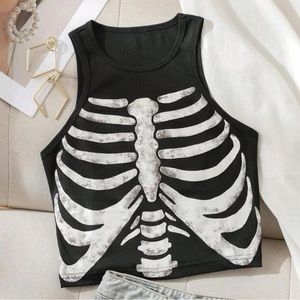 🆕 ICON SKELETON PRINT CROP TANK TOP